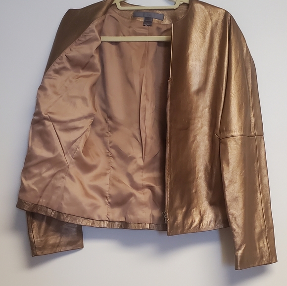 Vintage 5|48 Copper Metallic Leather Jacket and Pant 2 Pice Set Size 12 - Picture 6 of 9